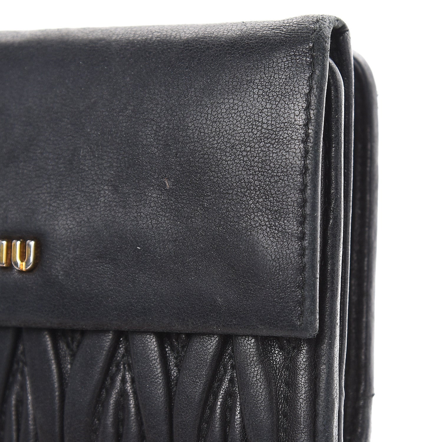 Miu Miu Nappa Matelasse Tri-Fold Flap Wallet Black 10 of 21