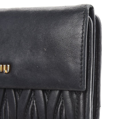 Miu Miu Nappa Matelasse Tri-Fold Flap Wallet Black 10 of 21