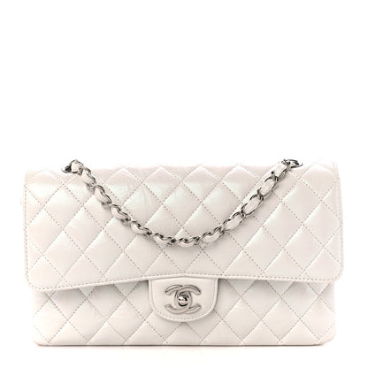 Chanel Iridescent Crumpled Calfskin Quilted Medium Double Flap White 1 of 12
