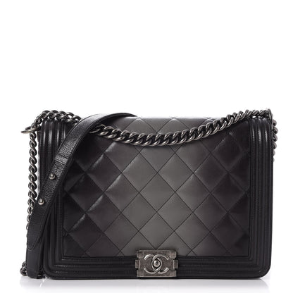 Chanel Goatskin Ombre Faded Quilted Large Boy Flap Grey 1 of 7