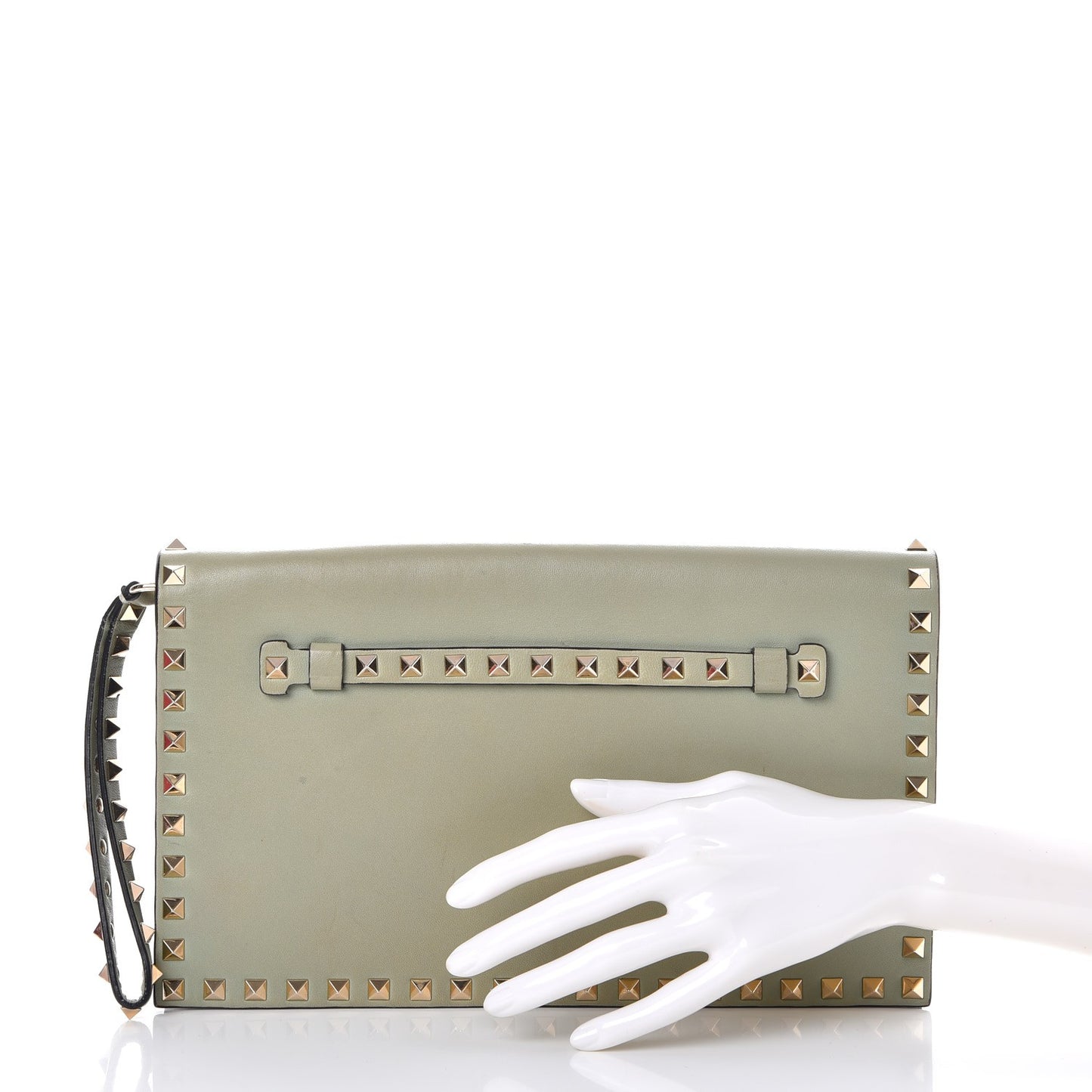 Nappa Rockstud Wristlet Clutch Green Tea Sorbet