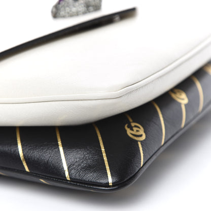 Gucci Calfskin Diagonal GG Medium Thiara Double Envelope Shoulder Bag Black White 6 of 10