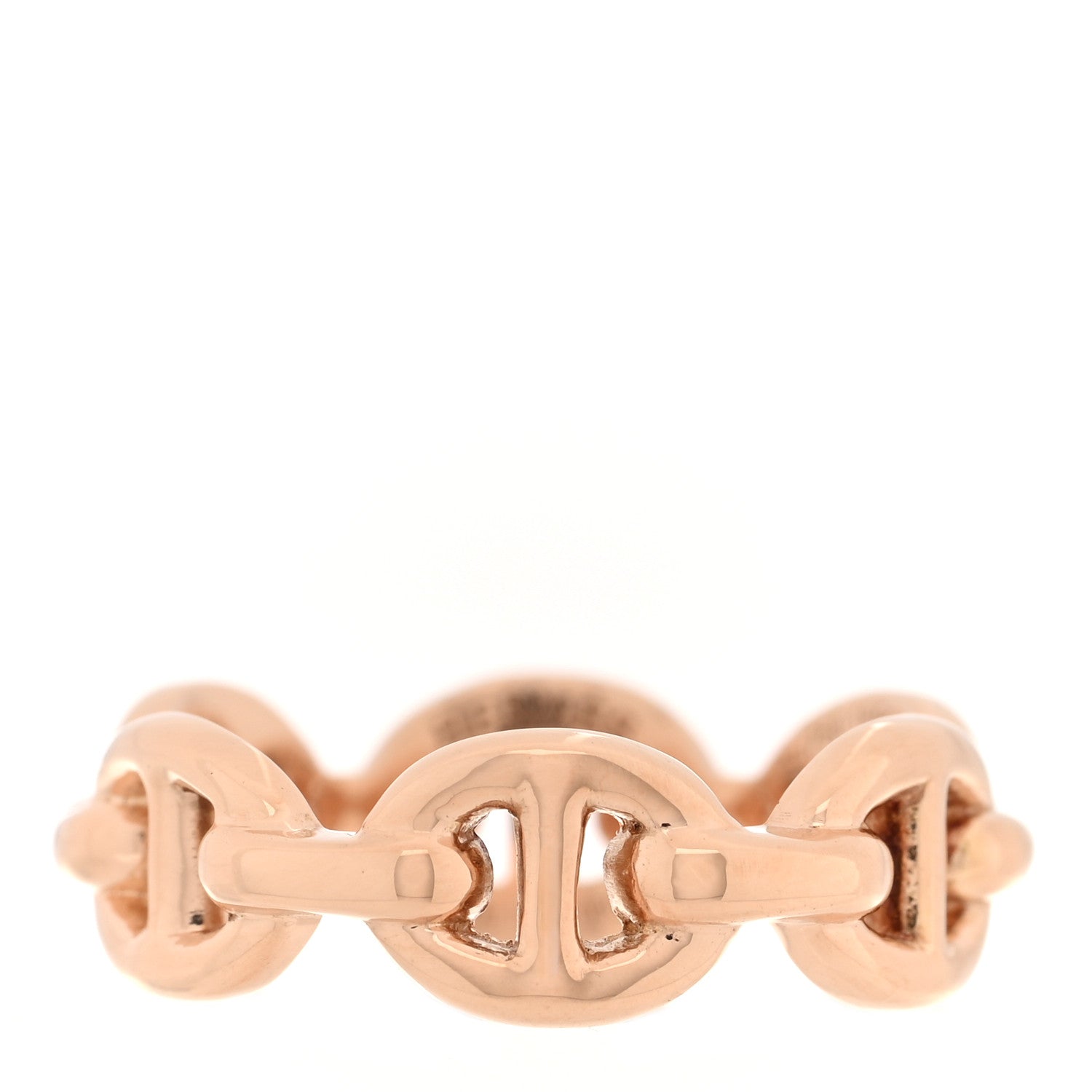 Hermes 18K Rose Gold PM Chaine d'Ancre Enchainee Ring 47 4 1 of 6