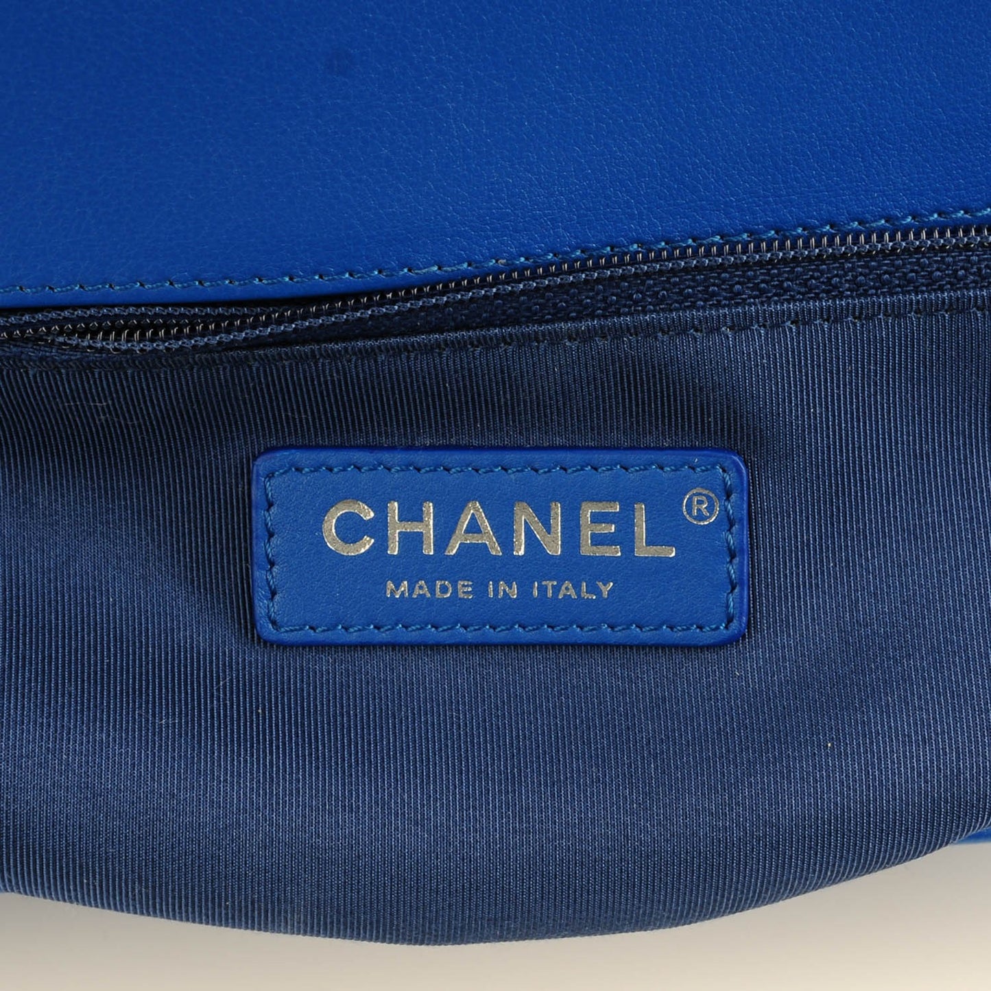 Calfskin Chevron Quilted New Medium Boy Flap Bright Blue