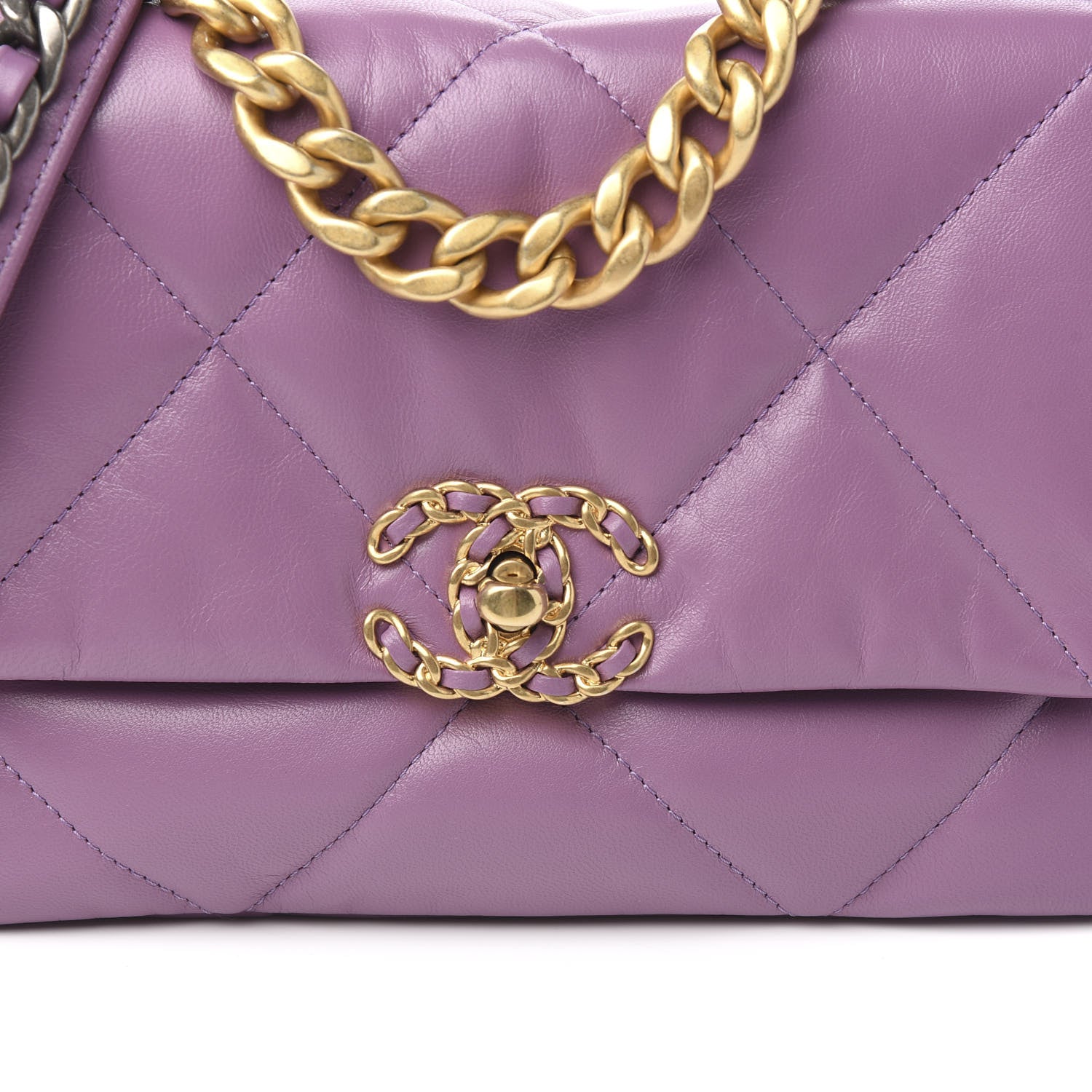 Chanel Goatskin Quilted Medium 19 Flap Violet Purple 9 of 9