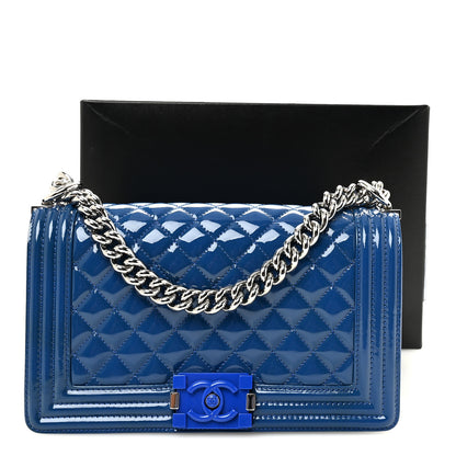 Chanel Patent Calfskin Quilted Medium Plexiglass Boy Flap Blue 11 of 11