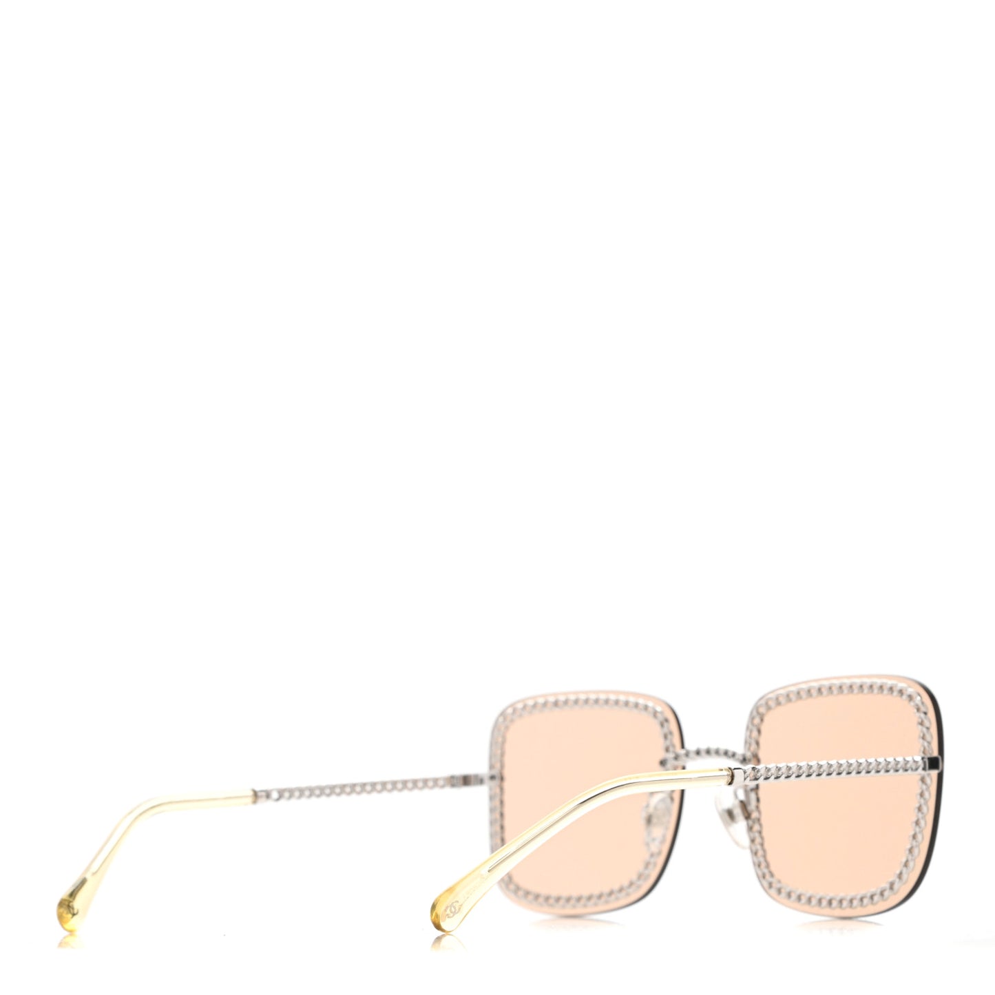 Metal Removable Chain Square Sunglasses 4244 Light Brown