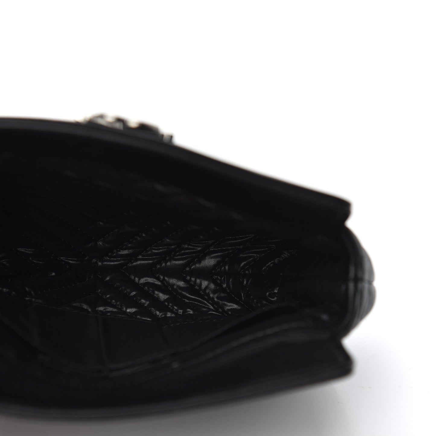 Aged Calfskin Chevron Boy Cosmetic Pouch Black