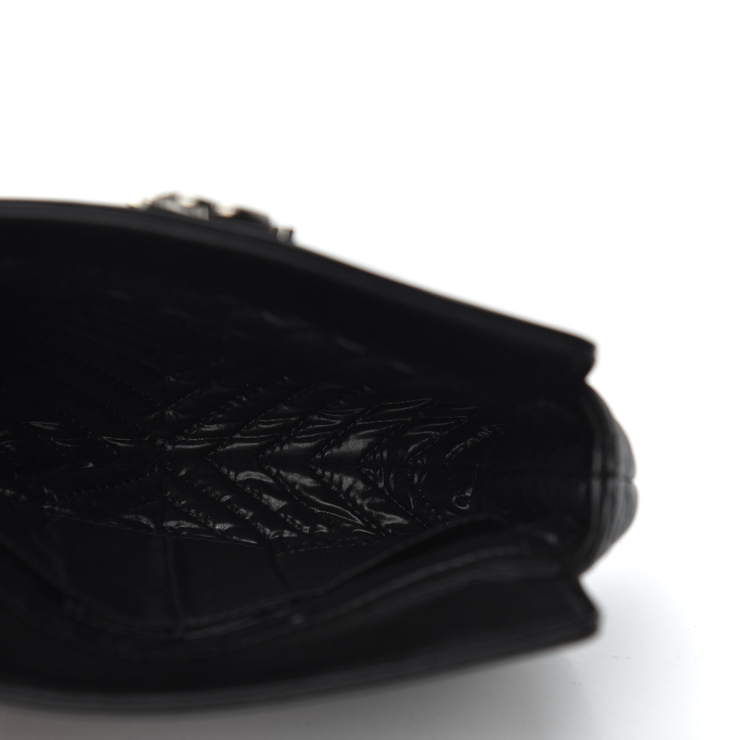 Chanel Aged Calfskin Chevron Boy Cosmetic Pouch Black 4 of 7
