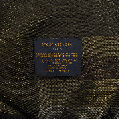 Louis Vuitton Silk Lurex Wool So Shine Monogram Shawl Black 3 of 3