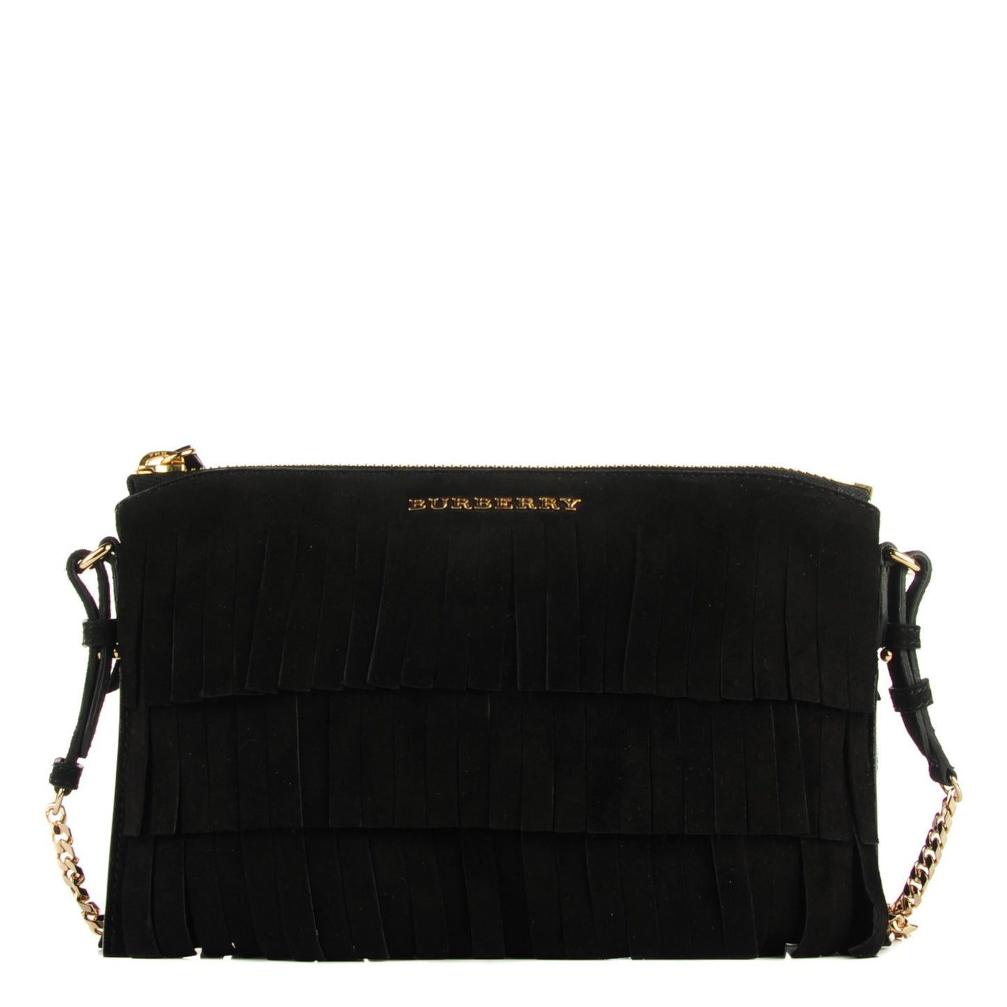 Suede Fringe Peyton Crossbody Clutch Bag Black