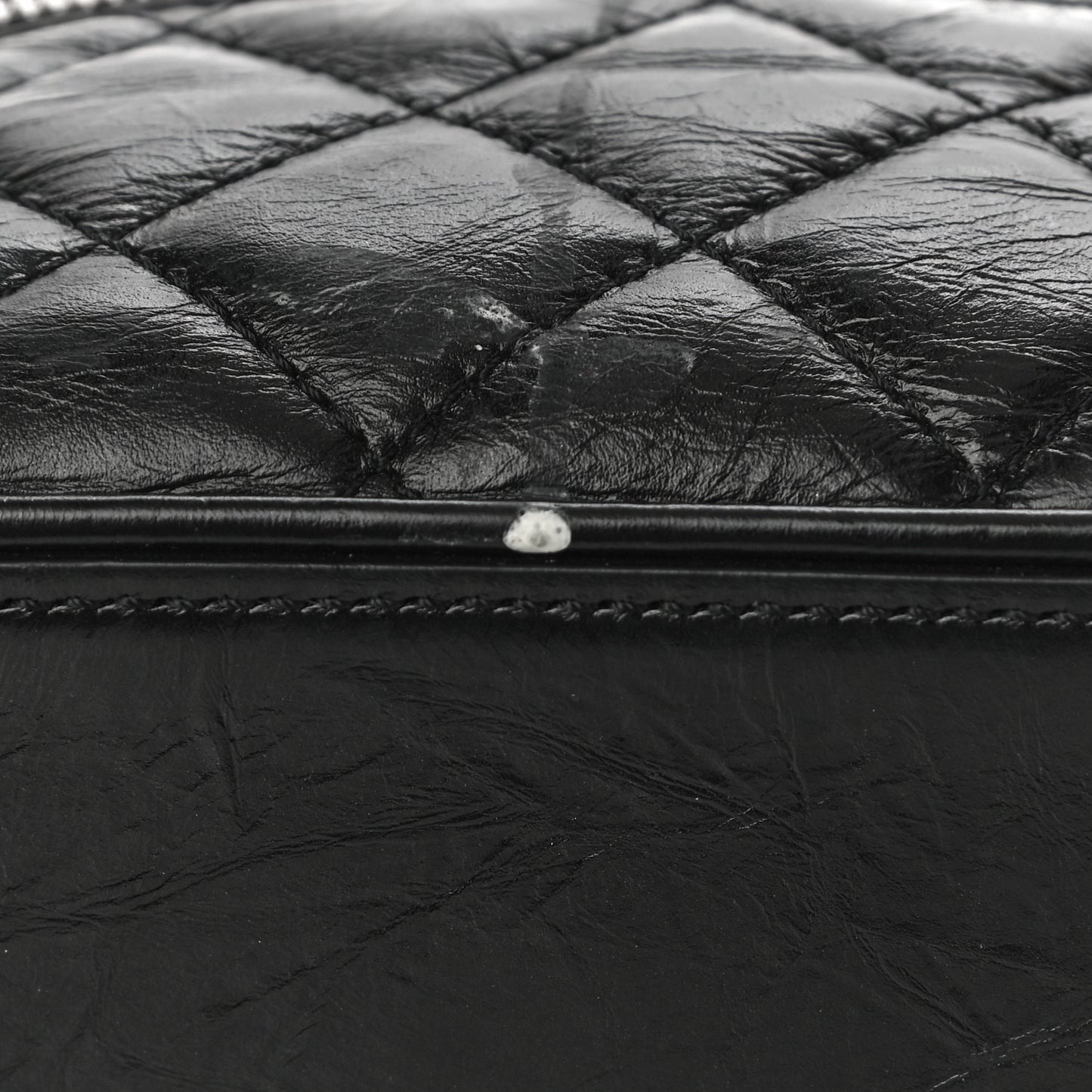 Crumpled Calfskin PVC Quilted Backpack Black