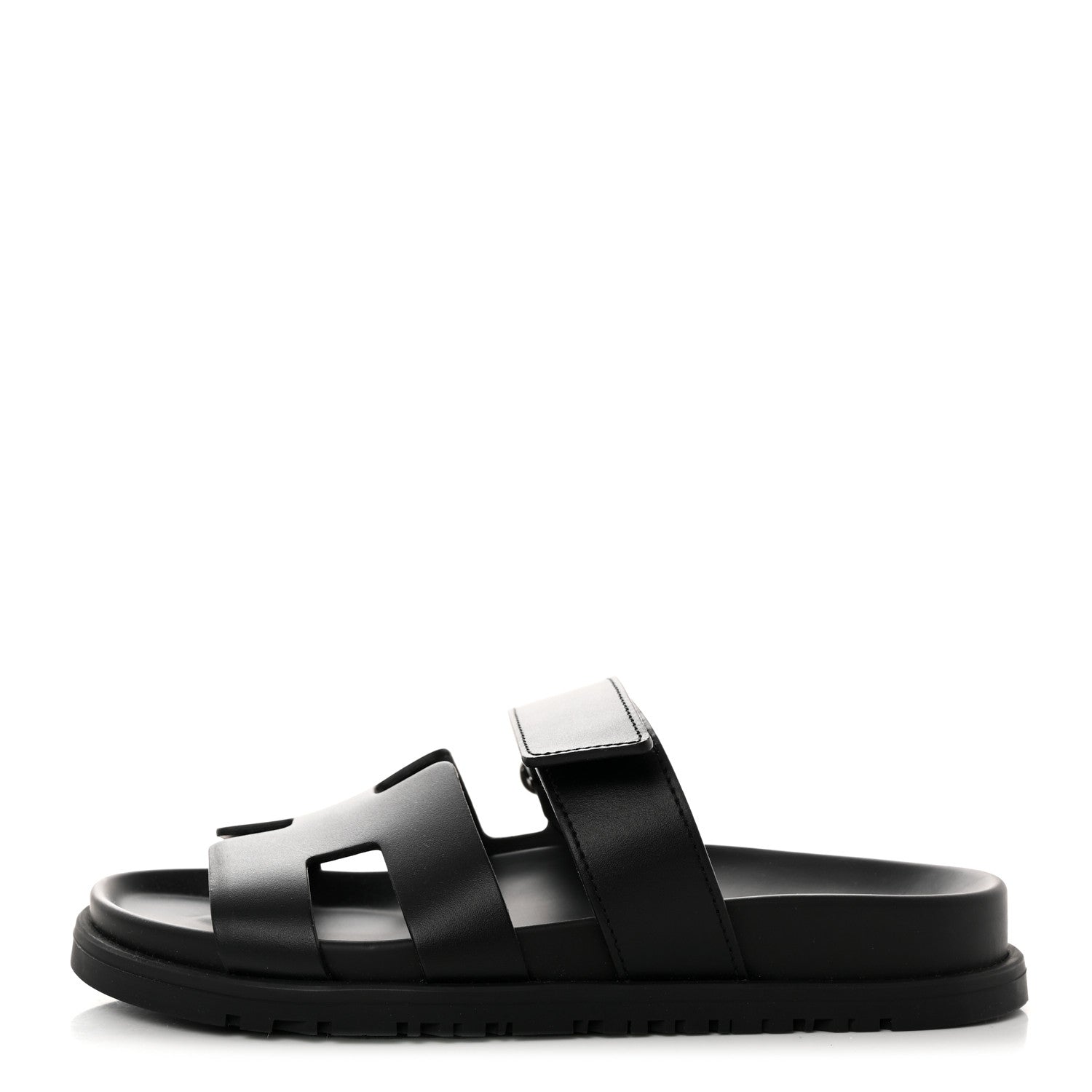 Hermes Calfskin Womens Chypre Sandals 35.5 Black 1 of 9