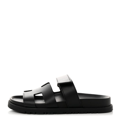 Hermes Calfskin Womens Chypre Sandals 35.5 Black 1 of 9