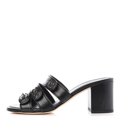 Chanel Lambskin CC Turnlock Sandals 36 Black 1 of 9