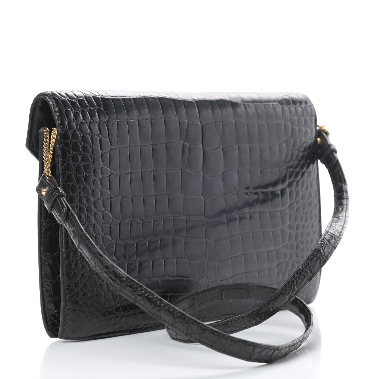 Hermes Shiny Porosus Crocodile Lydie Clutch Black 3 of 15