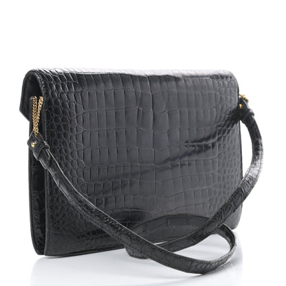 Hermes Shiny Porosus Crocodile Lydie Clutch Black 3 of 15