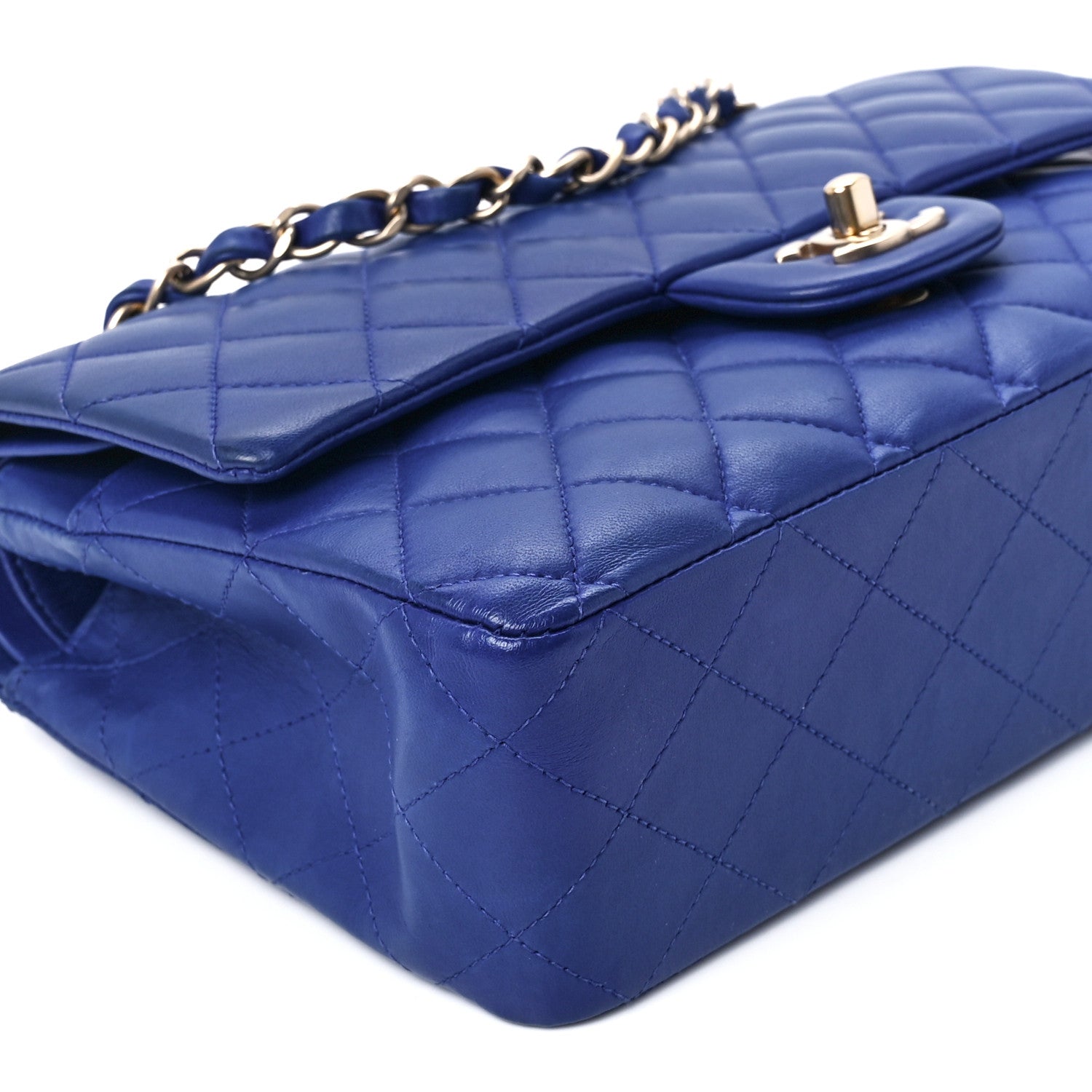 Chanel Lambskin Quilted Medium Double Flap Blue 11 of 13