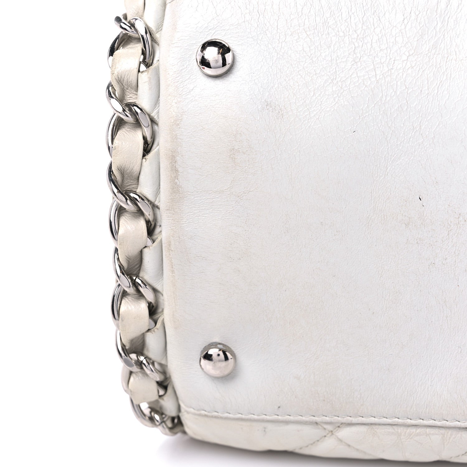 Chanel Glazed Calfskin Quilted Large Chain Me Hobo Dark White 15 of 21