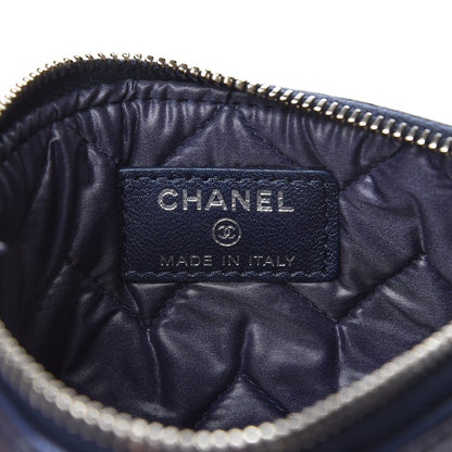 Chanel Metallic Sheepskin Chevron Quilted Small Vintage Mademoiselle Cosmetic Case Navy 6 of 8