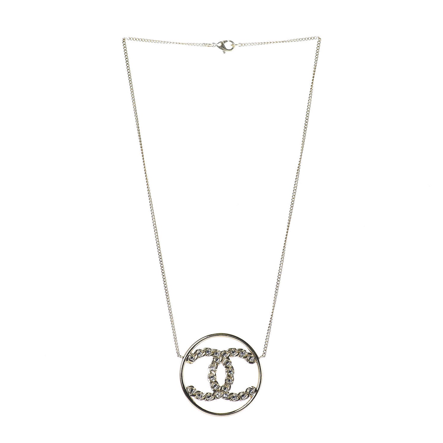 Baguette Crystal High Society CC Pendant Necklace Gold