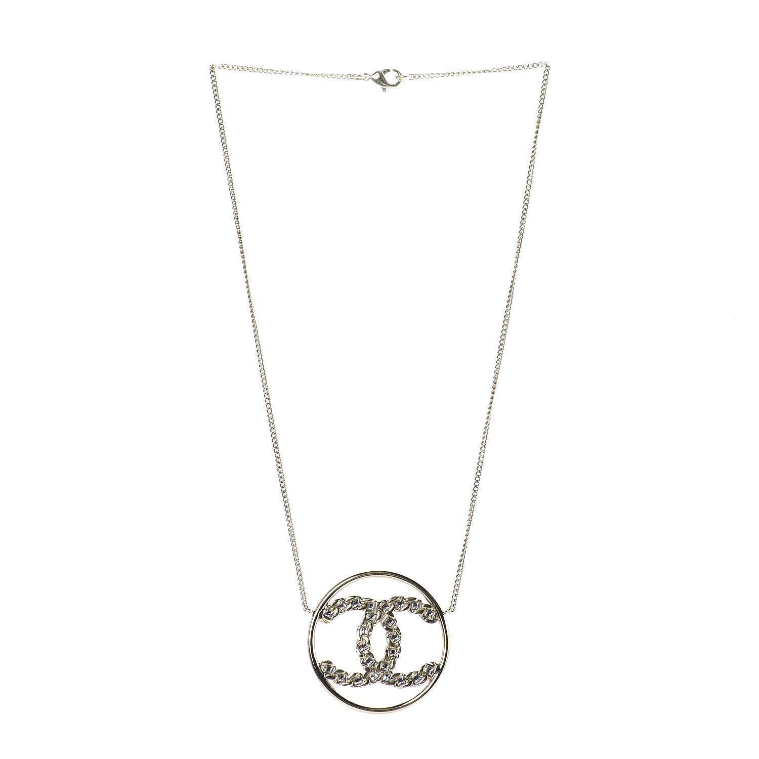 Chanel Baguette Crystal High Society CC Pendant Necklace Gold 3 of 7