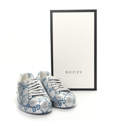 Gucci Miro Rubber Wax GucciGhost Print Mens New Ace Sneakers 8 Silver 11 of 11