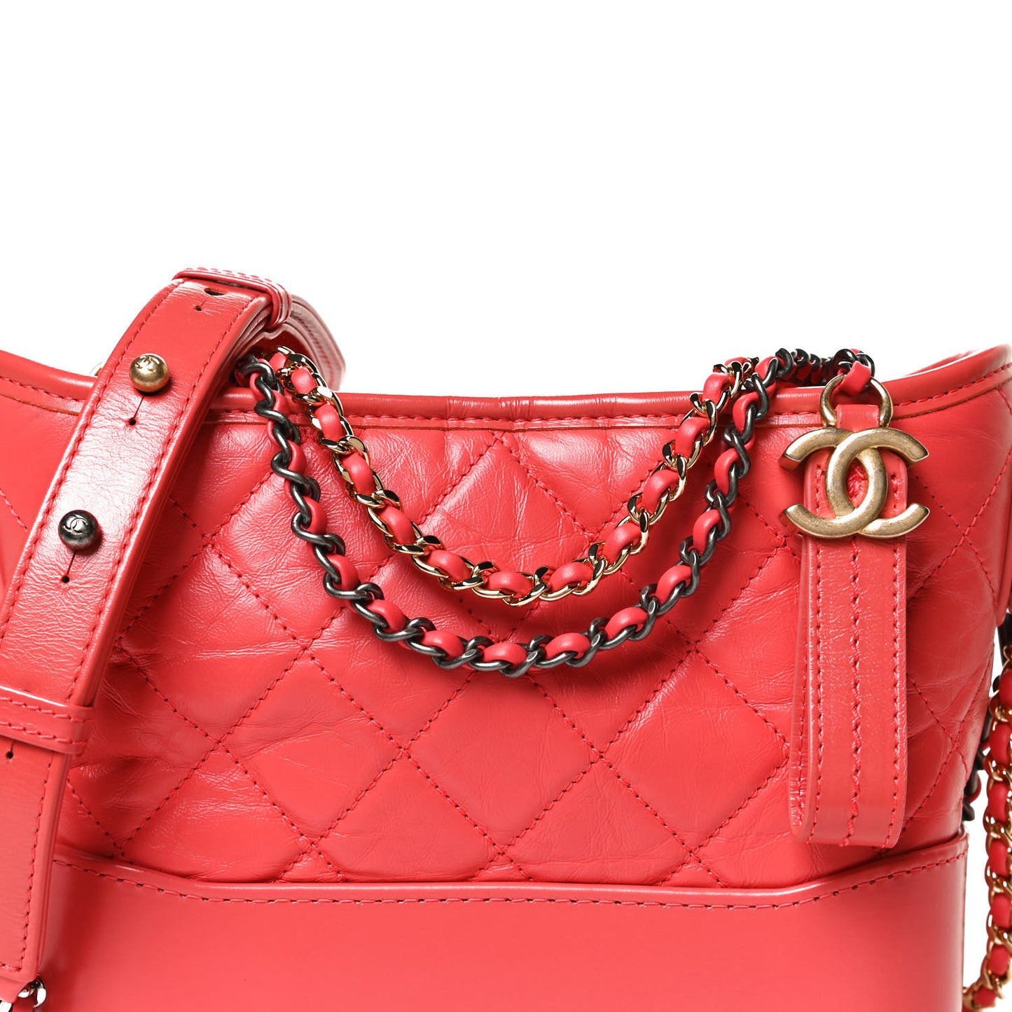 Aged Calfskin Quilted Small Gabrielle Hobo Coral