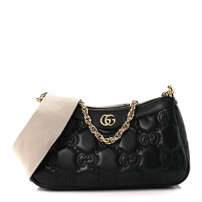 Gucci Calfskin GG Matelasse Chain Handbag Black Natural 1 of 11
