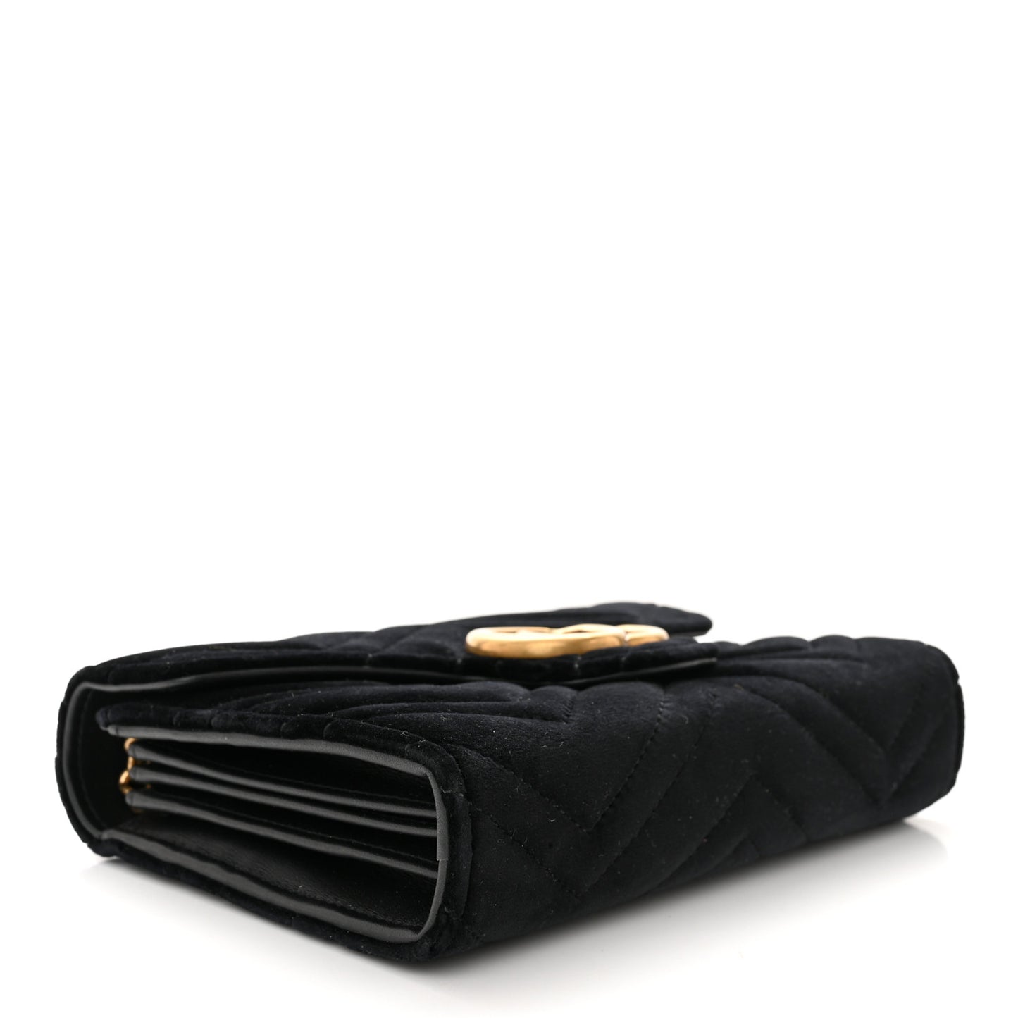 Velvet Matelasse GG Marmont Chain Wallet Black