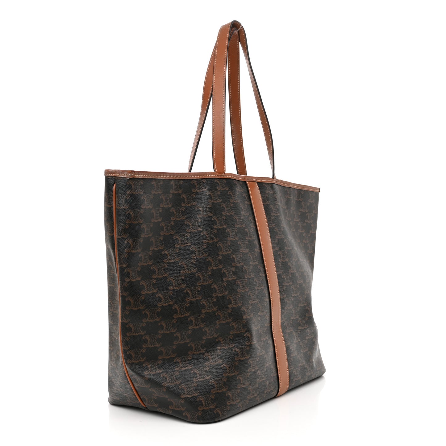 Triomphe Canvas Calfskin Medium Cabas Bag Tan