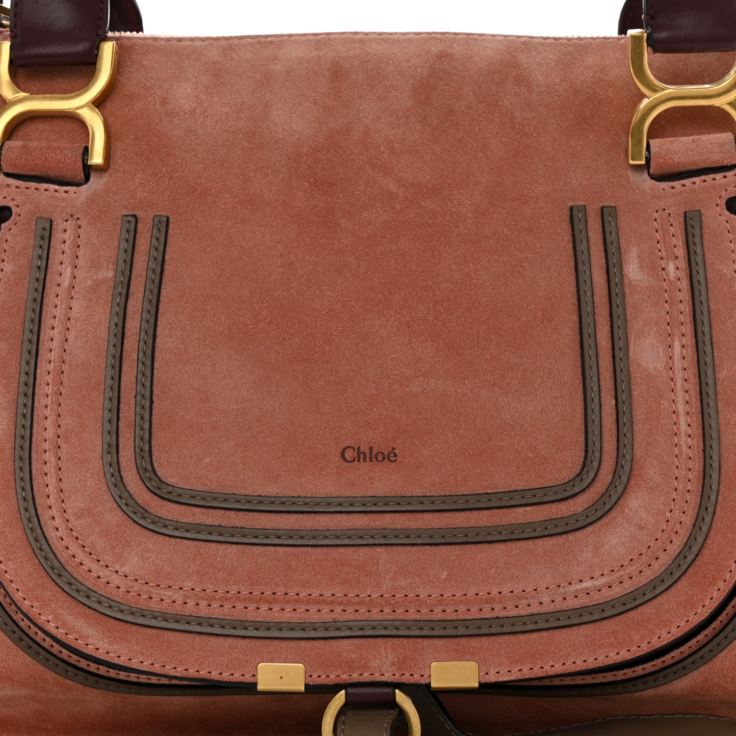 Chloe Suede Calfskin Braided Medium Marcie Double Carry Canyon Rose 10 of 12