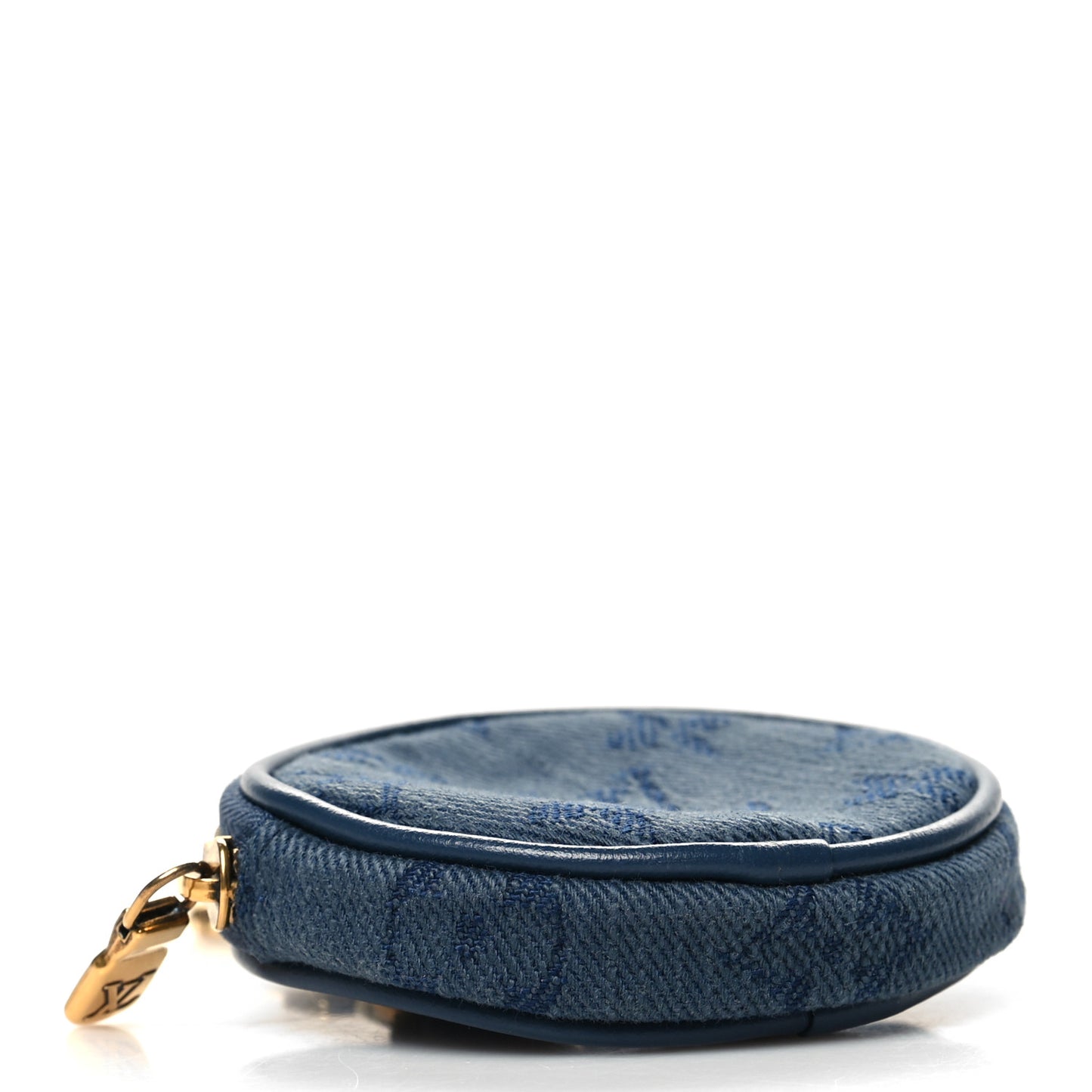 Monogram Denim Round Coin Purse Navy