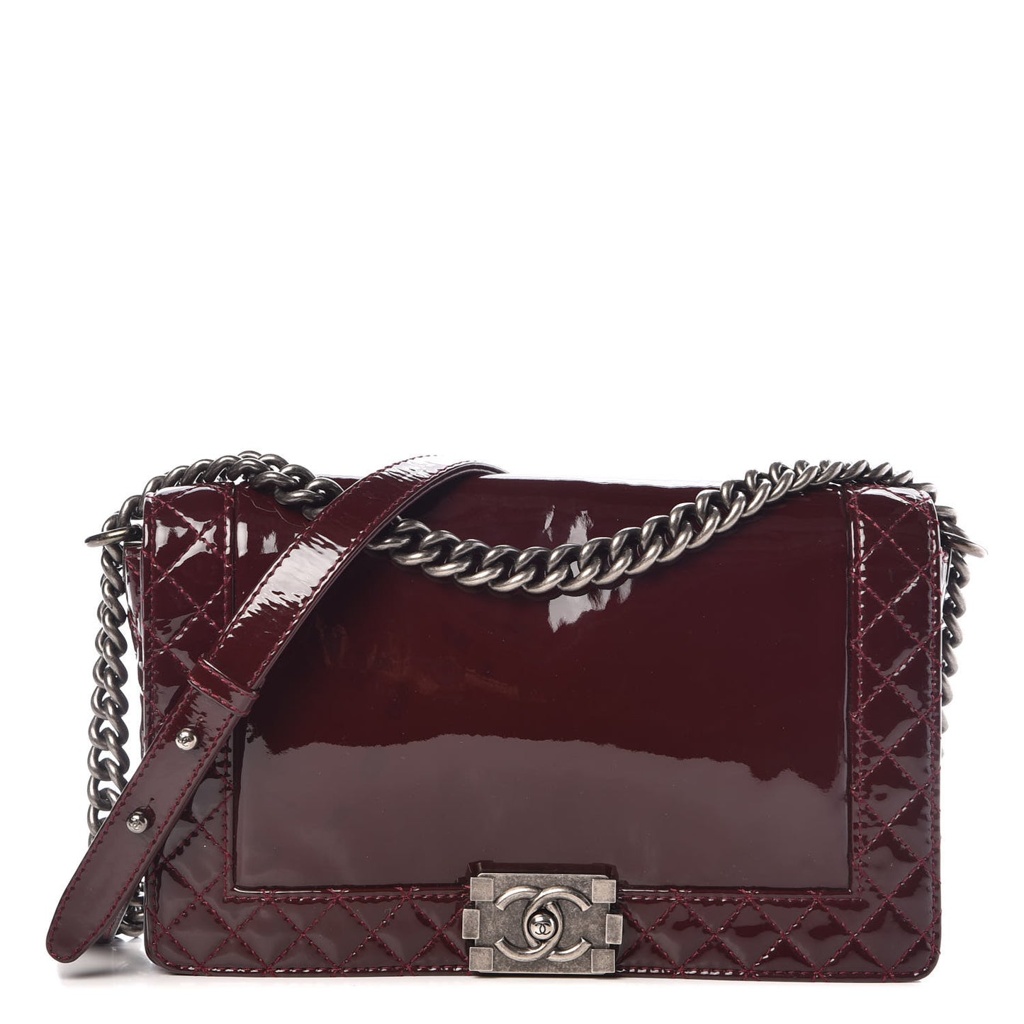 Patent New Medium Boy Reverso Flap Burgundy