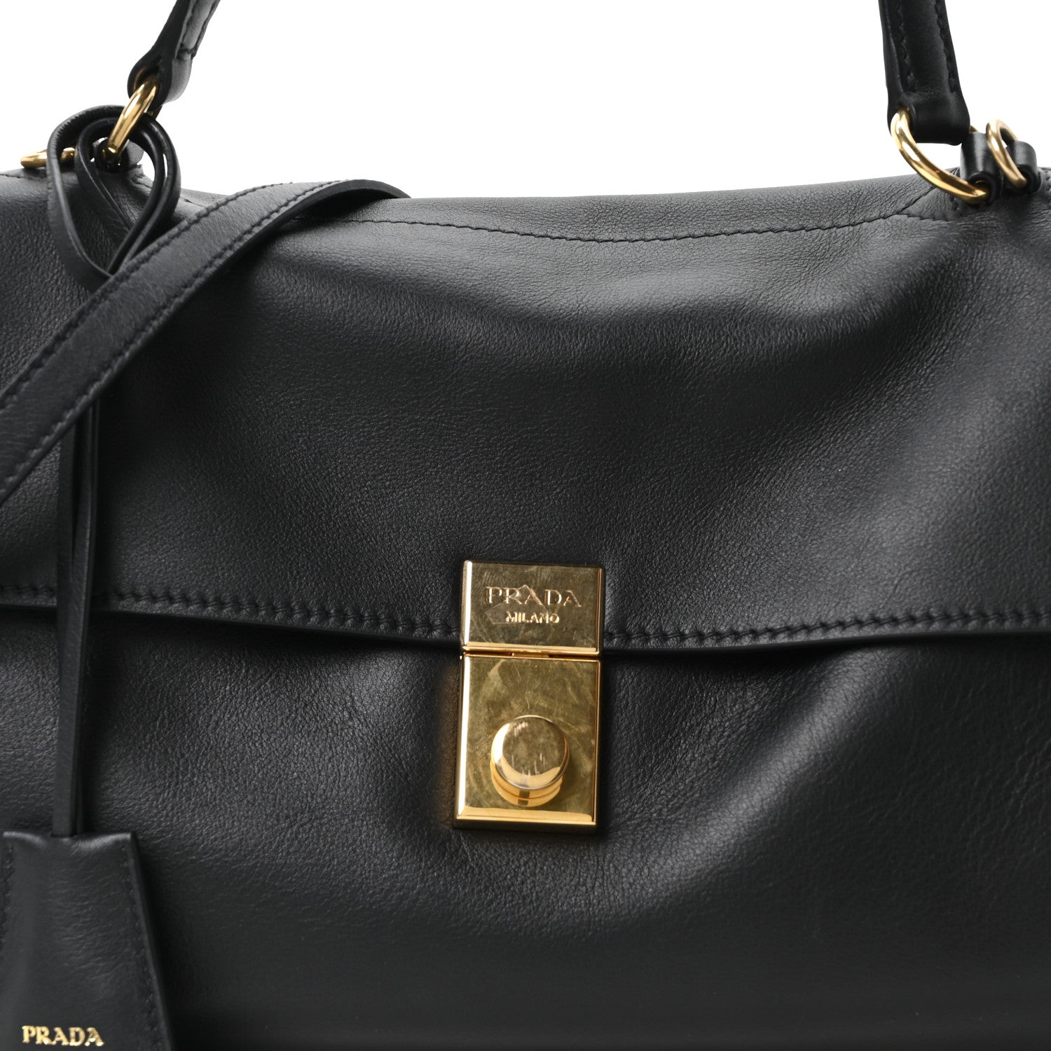 Prada Calfskin Medium Soft Sound Shoulder Bag Black 8 of 10