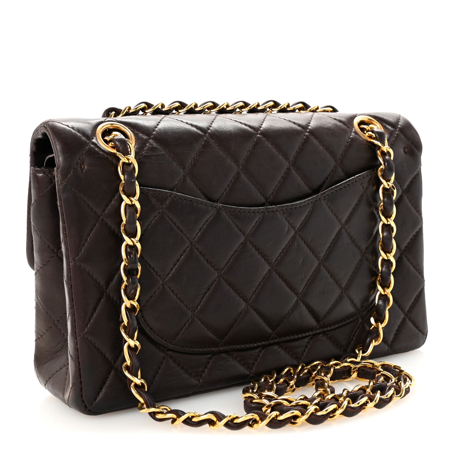 Chanel Lambskin Quilted Small Double Flap Dark Brown 3 of 10