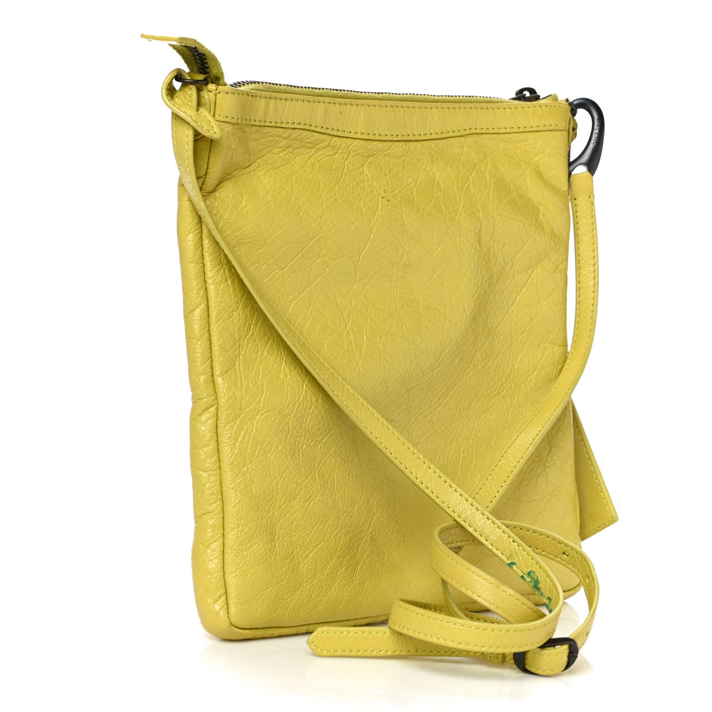 Agneau Classic Hardware Flat Crossbody Jaune Poussin