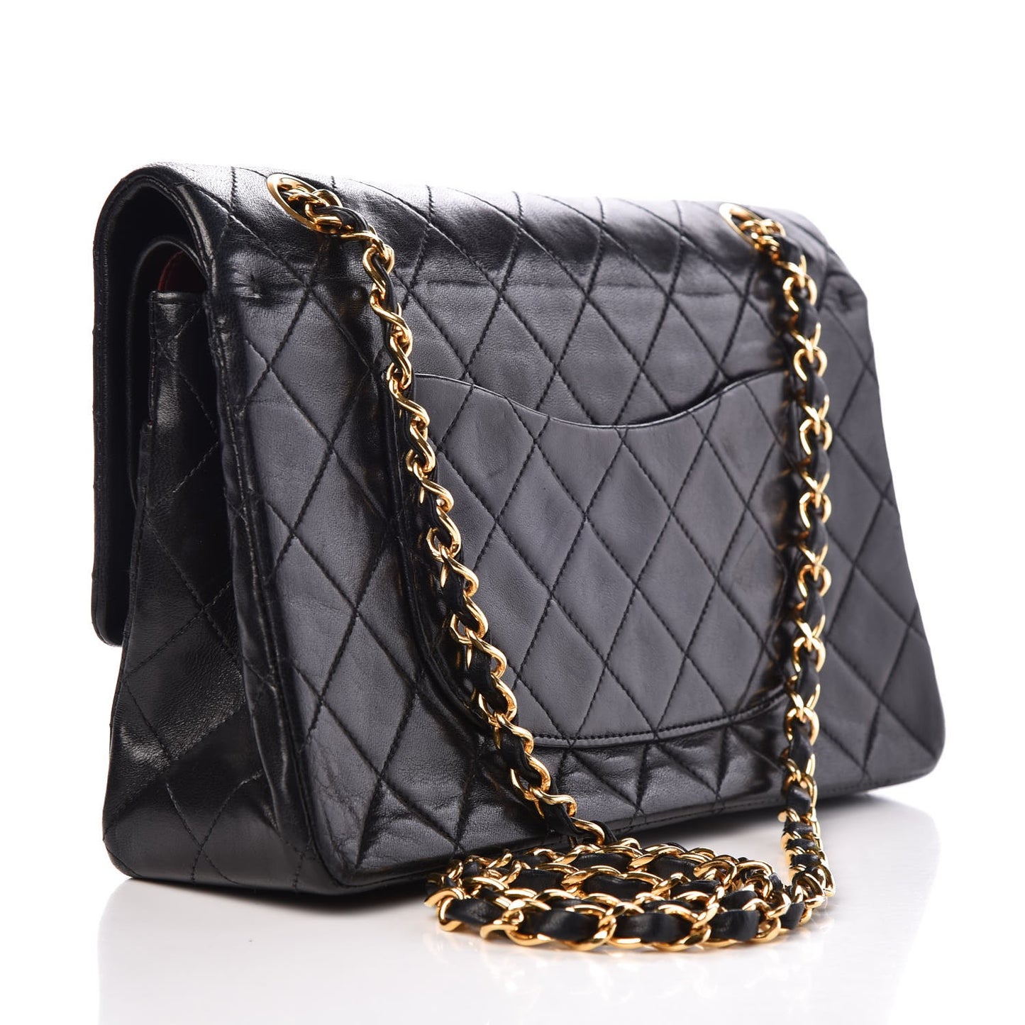 Lambskin Quilted Medium Double Flap Black