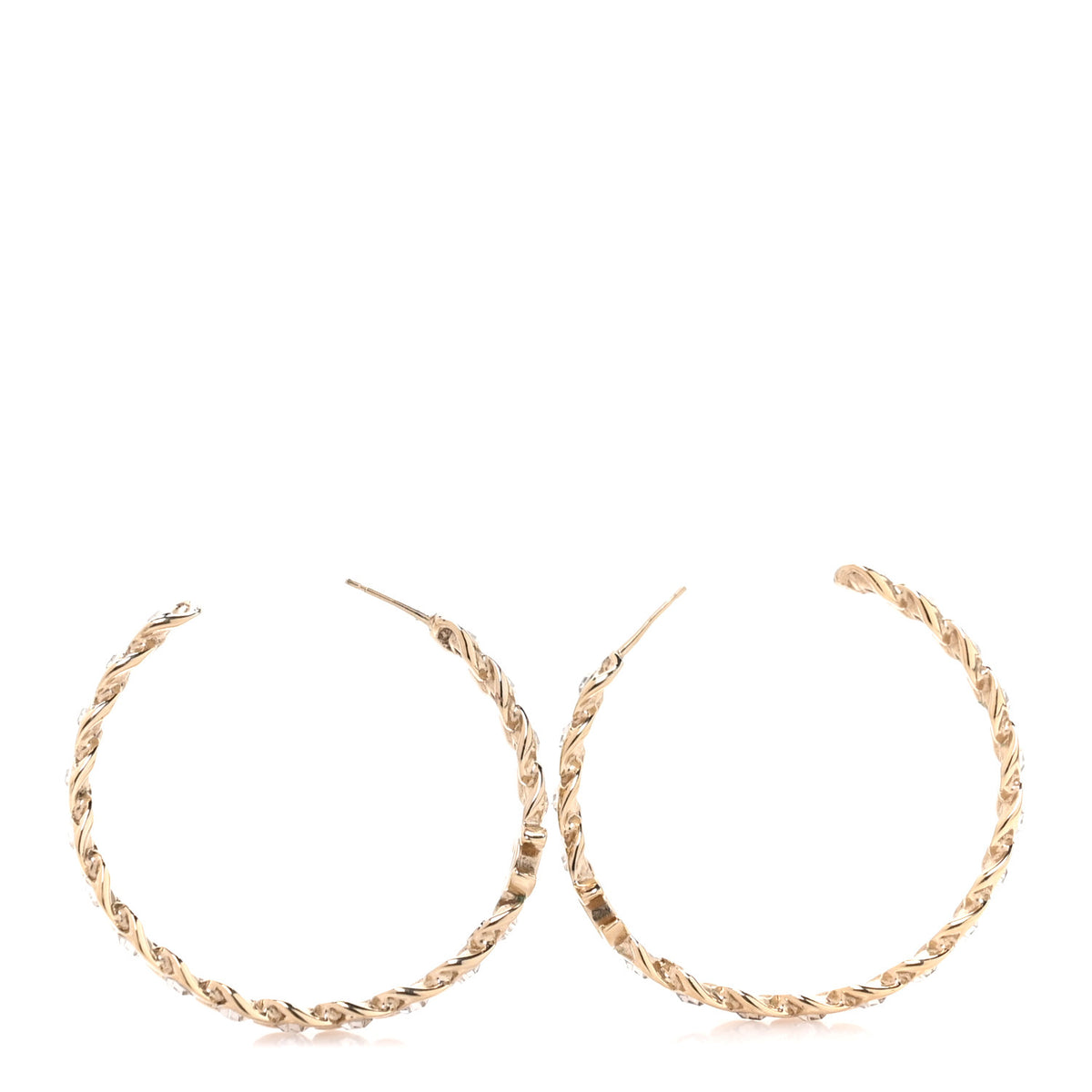 Chanel Crystal CC Hoop Earrings Gold 3 of 5