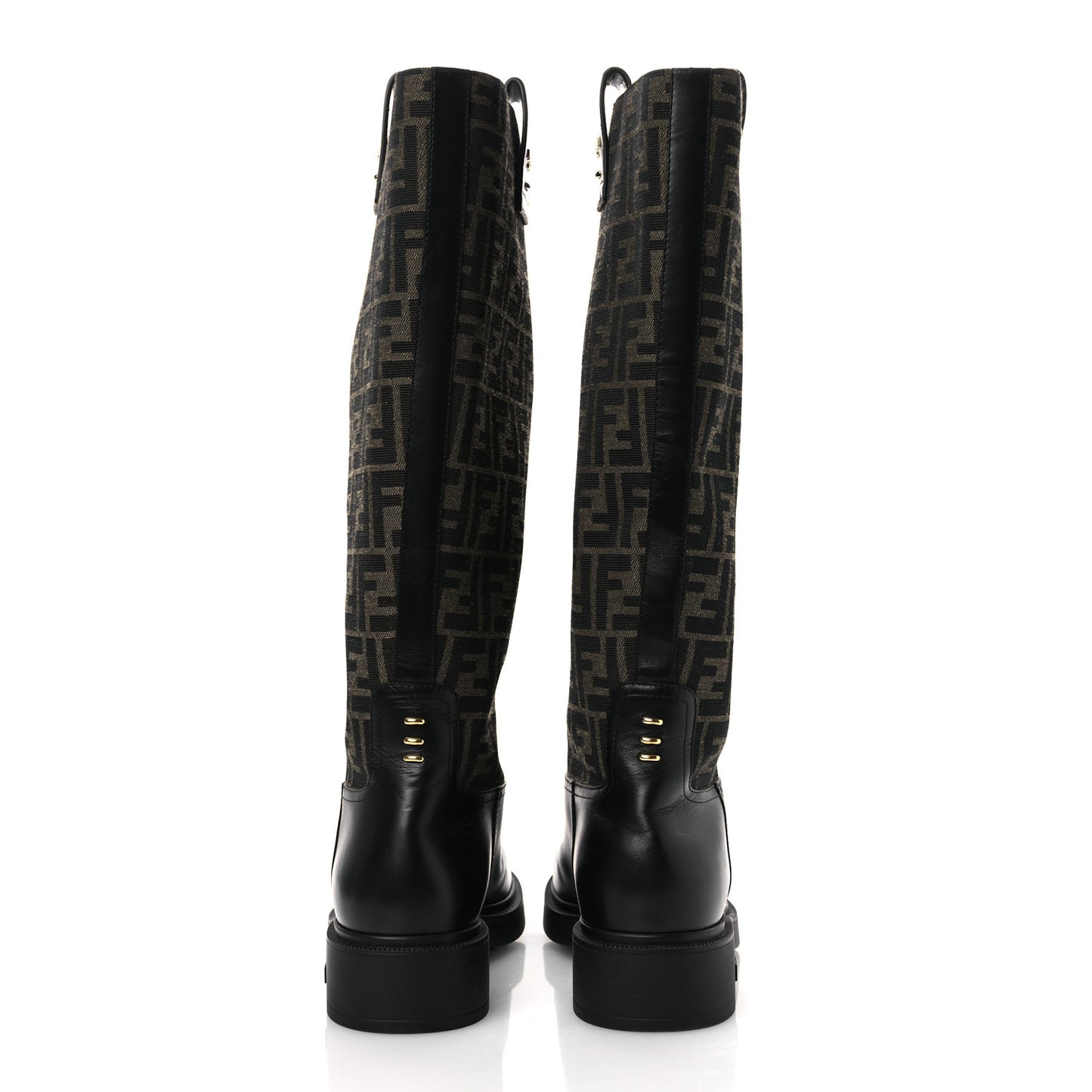 Zucca Calfskin Flip Boots 41 Brown Black