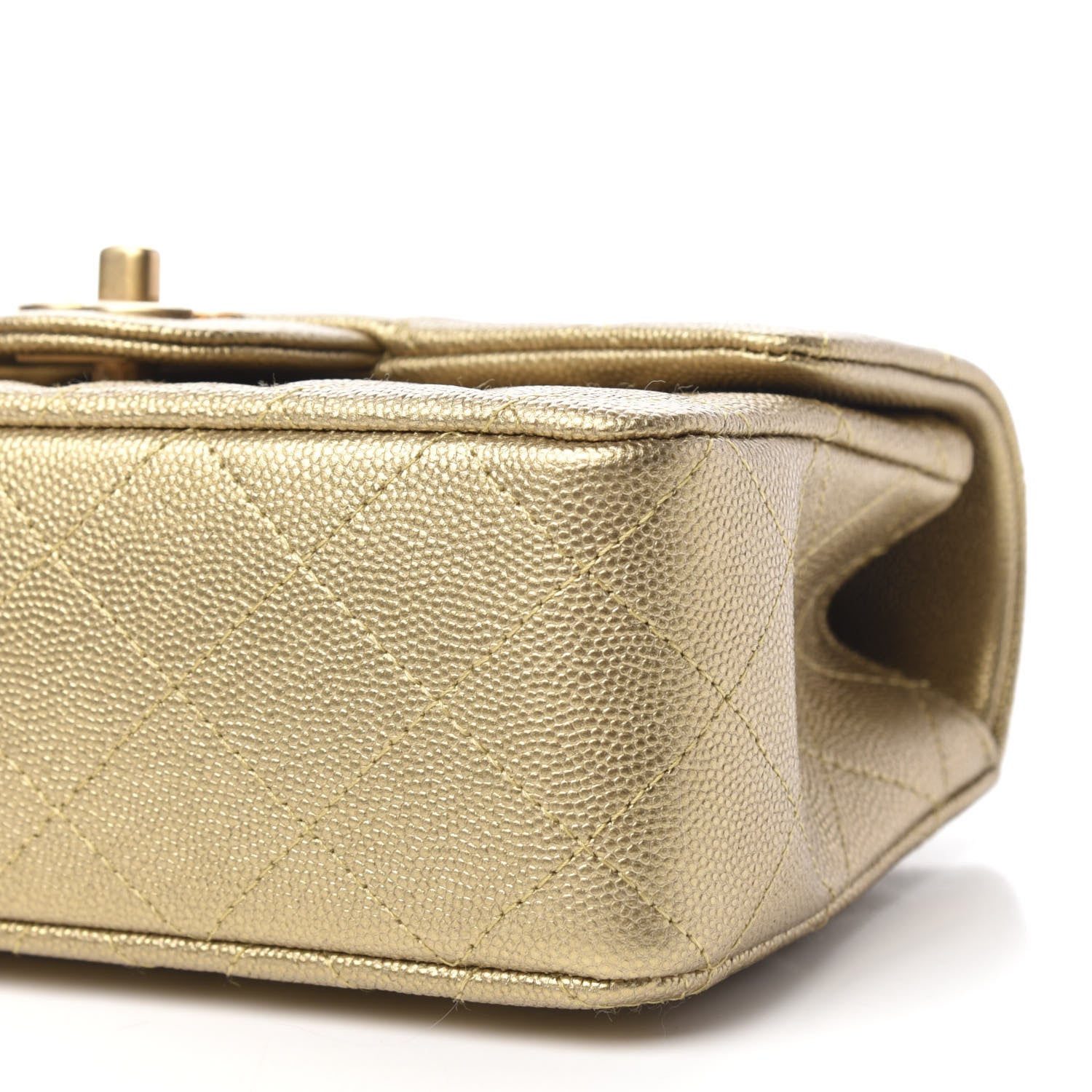 Chanel Metallic Caviar Quilted Mini Top Handle Rectangular Flap Gold 7 of 10