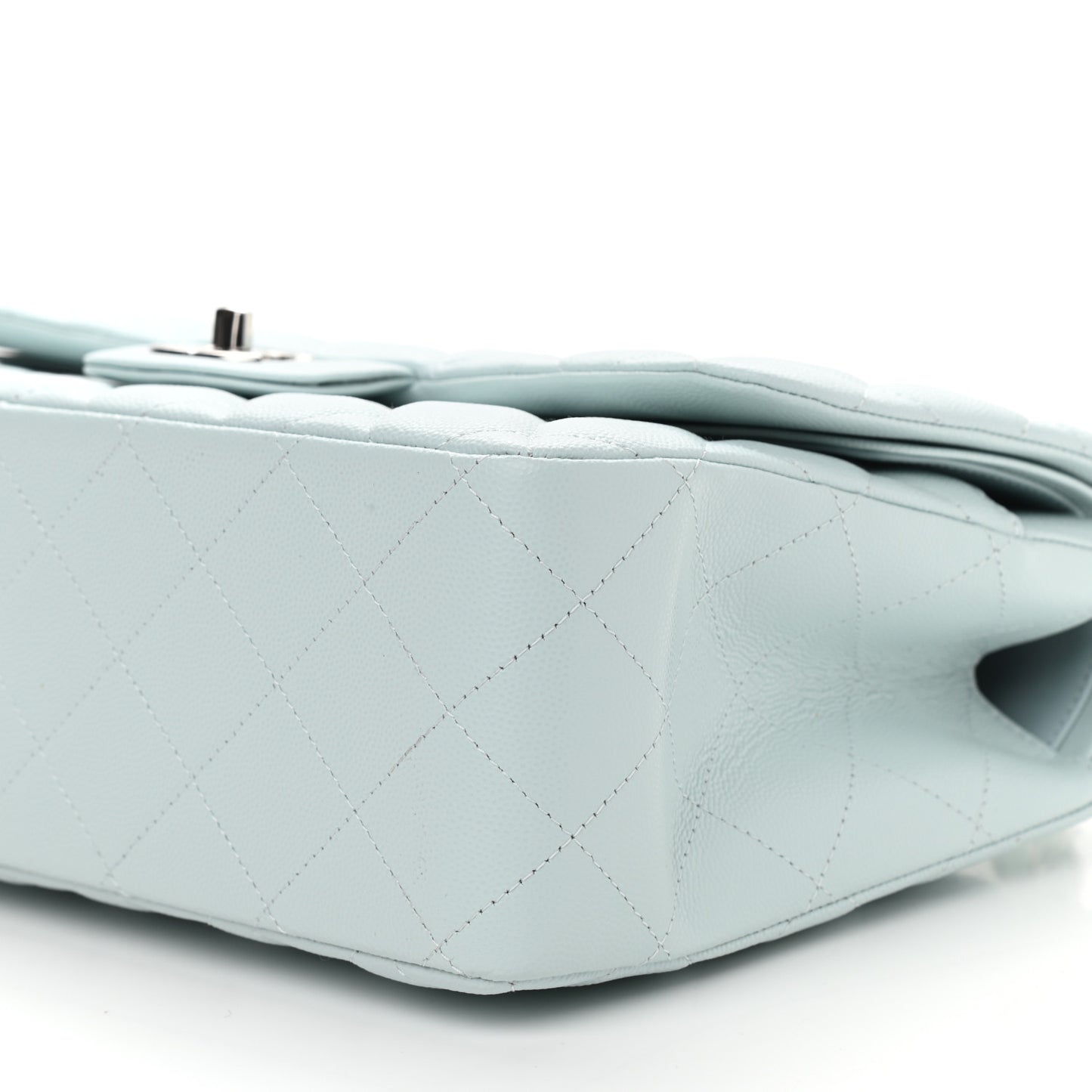 Caviar Quilted Jumbo Double Flap Light Blue