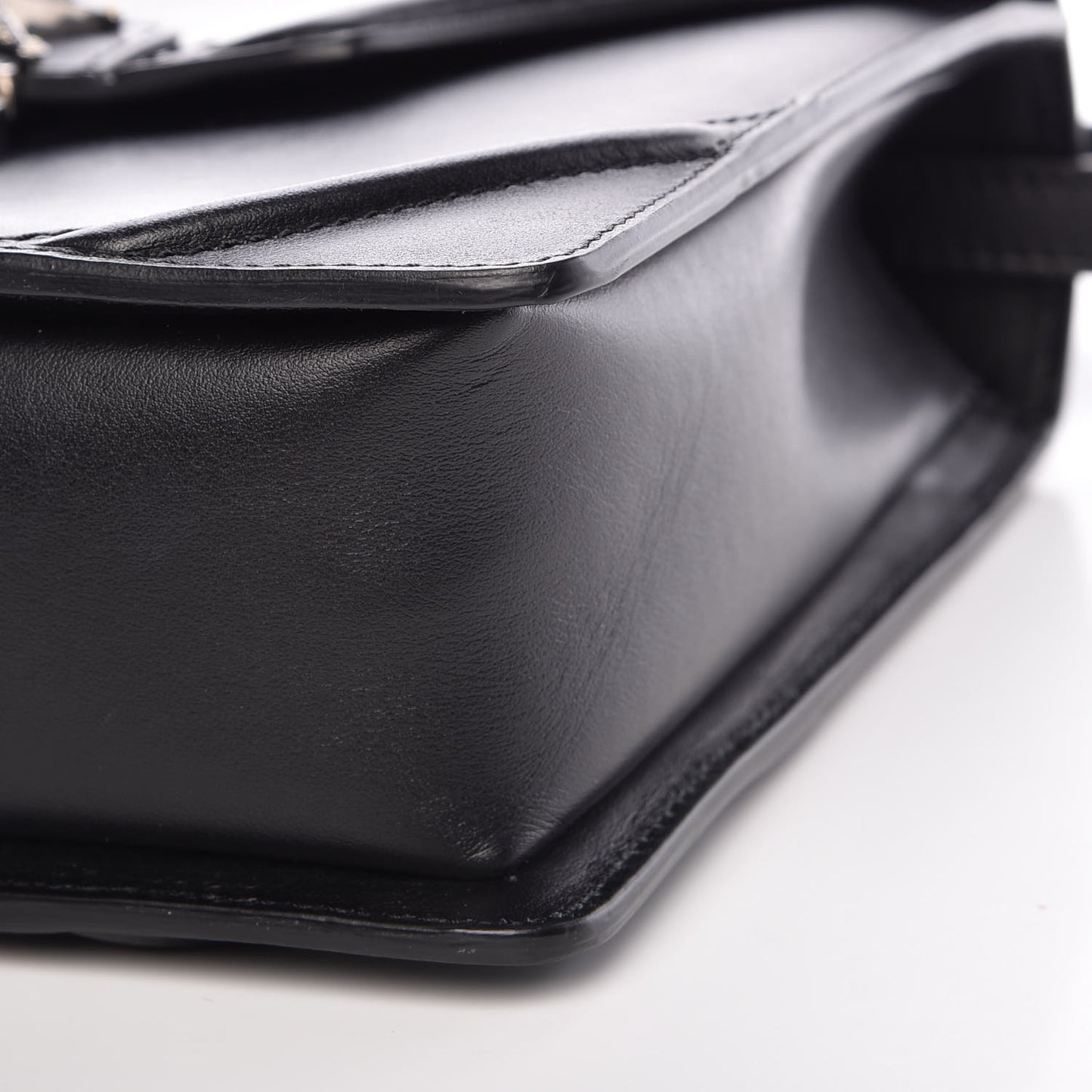 Calfskin Chain Flower Satchel Black