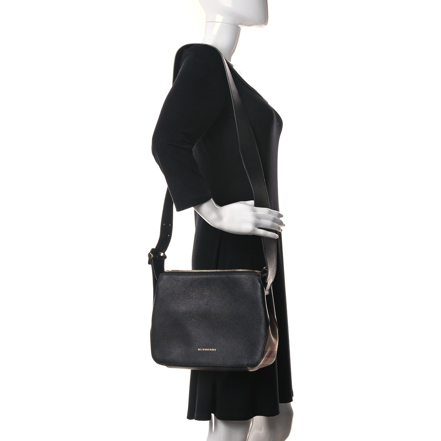 Burberry Soft Grain Calfskin House Check Small Helmsley Crossbody Black 2 of 11