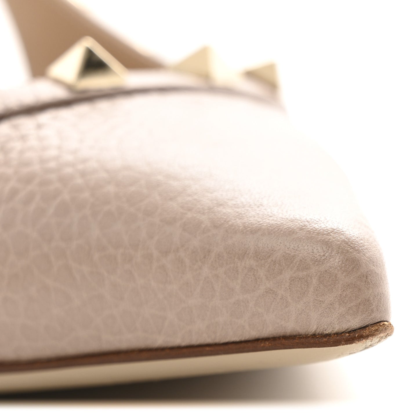 Pebbled Calfskin Rockstud Half D'Orsay Slingback 50mm Pumps 37.5 Poudre