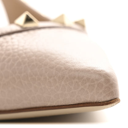 Valentino Garavani Pebbled Calfskin Rockstud Half D'Orsay Slingback 50mm Pumps 37.5 Poudre 11 of 12