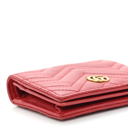 Gucci Calfskin Matelasse GG Marmont Card Case Wallet Hibiscus Red 8 of 9