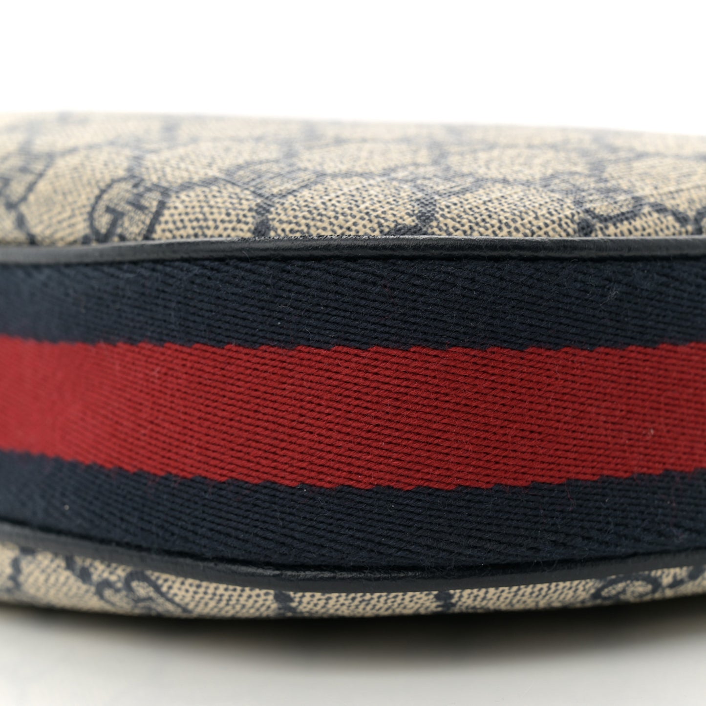 GG Supreme Monogram Textured Calfskin Web Large Attache Shoulder Bag Beige Blue