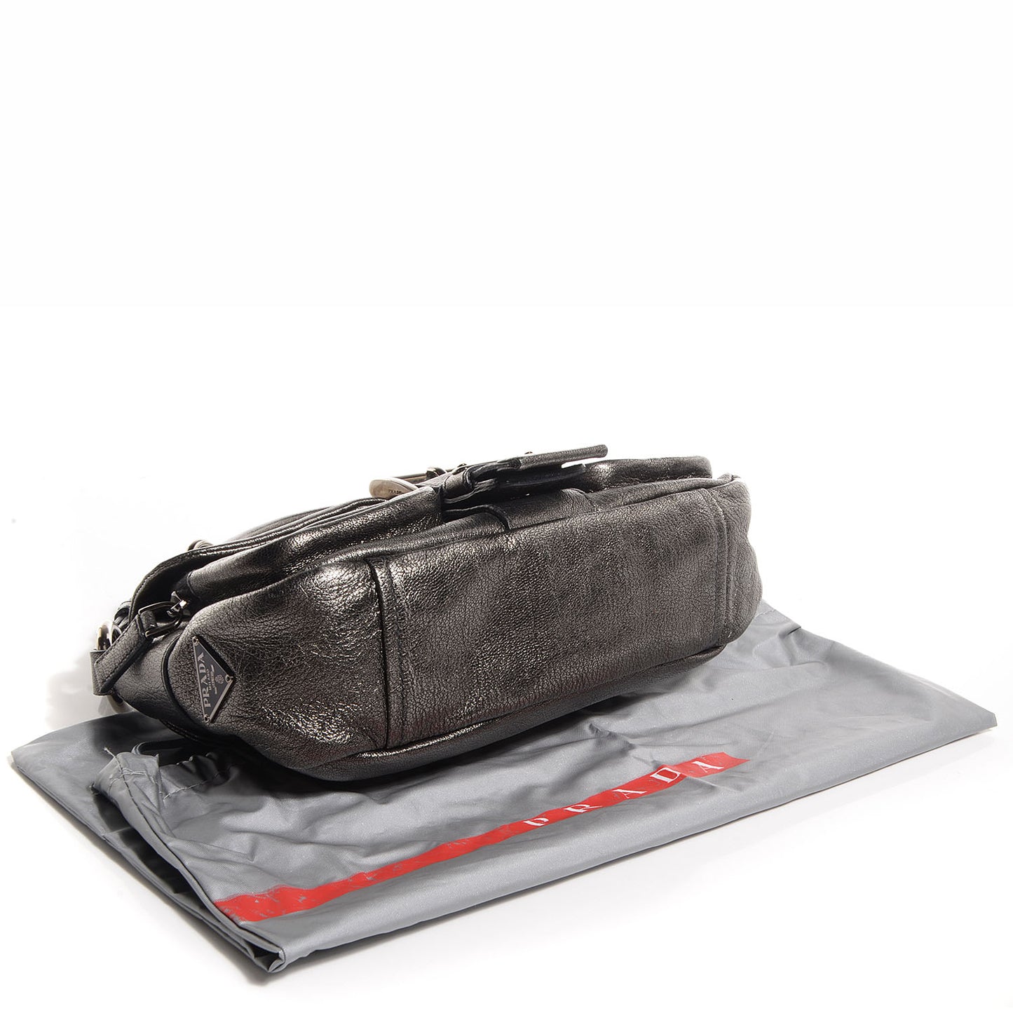 Vitello Daino Small Shoulder Bag Silver