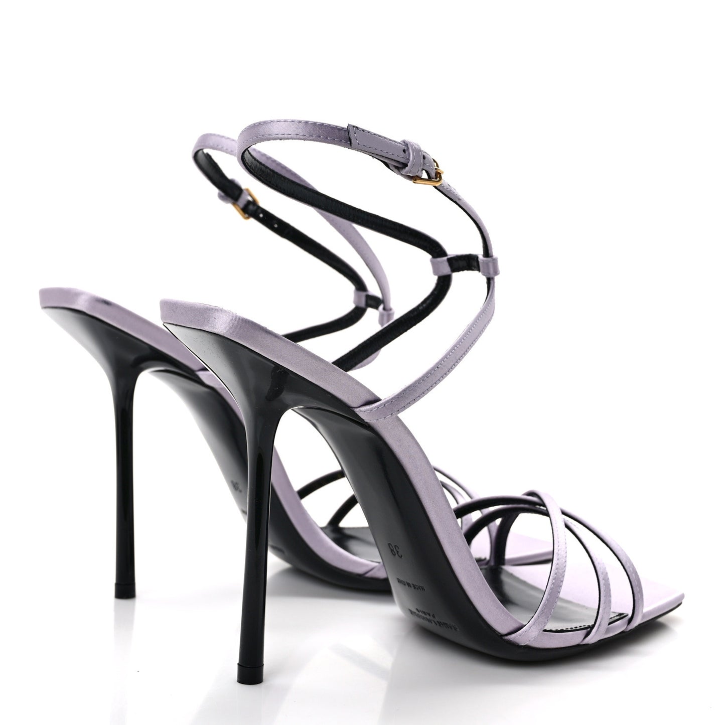 Crepe Satin Baliqua 105 Ankle Strap Sandals 38 Poly Grey